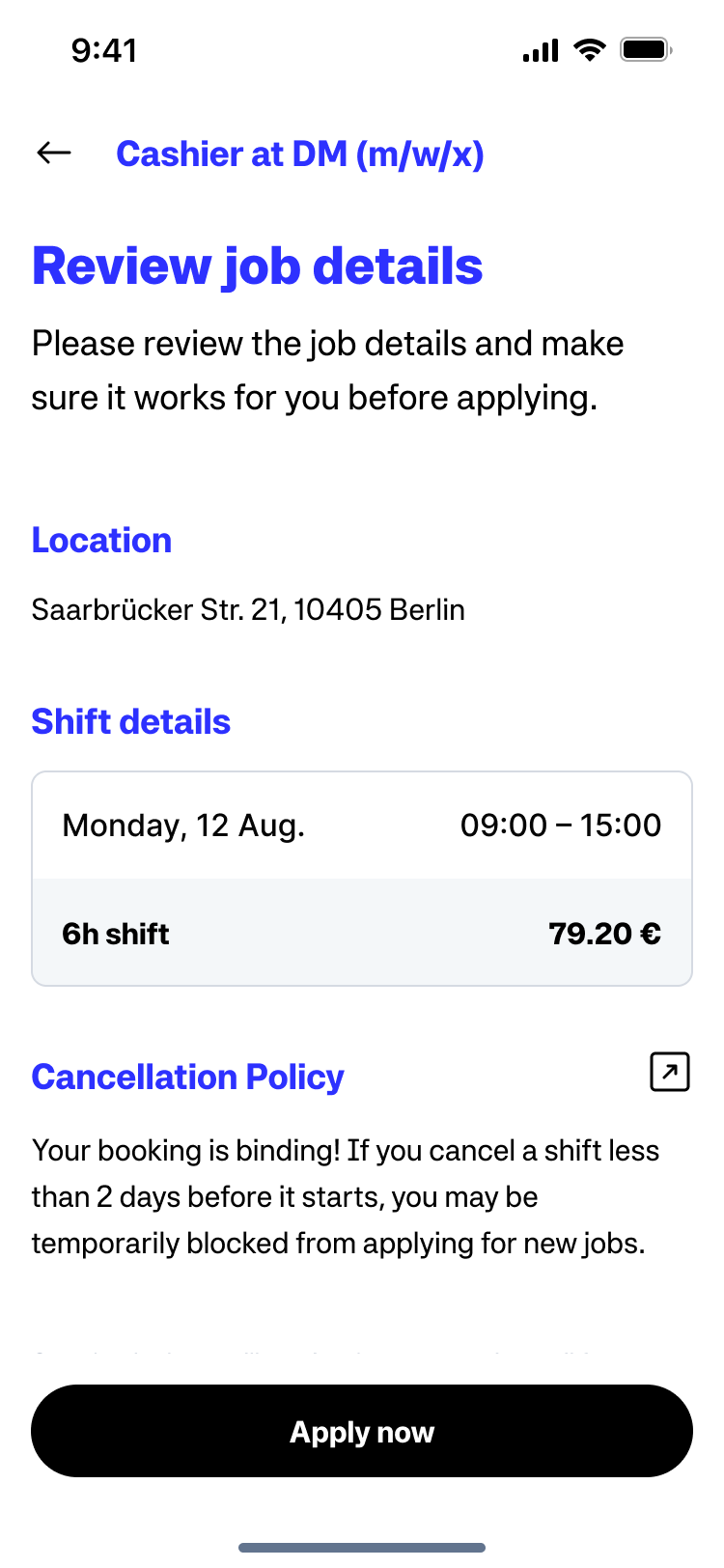 Zenjob mobile screen 4